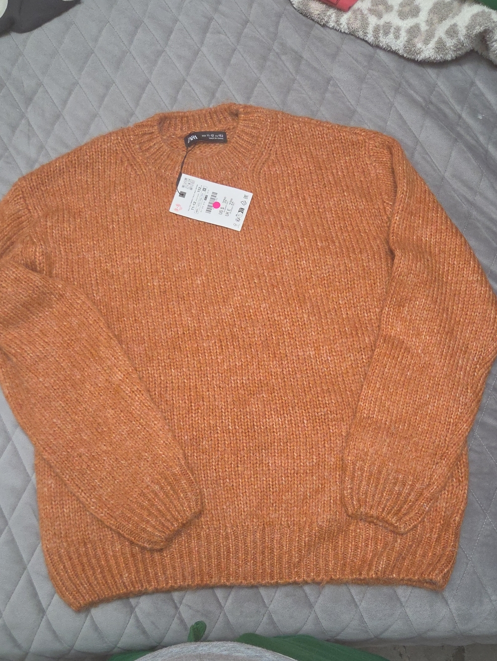 Zara Kids Orange Knit Crewneck Sweater - Picture 1 of 7